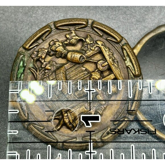 Antique Brass Button "The Wishing Well" 2-Part Rotating Large Metal Set of 5 - Picture 11 of 13